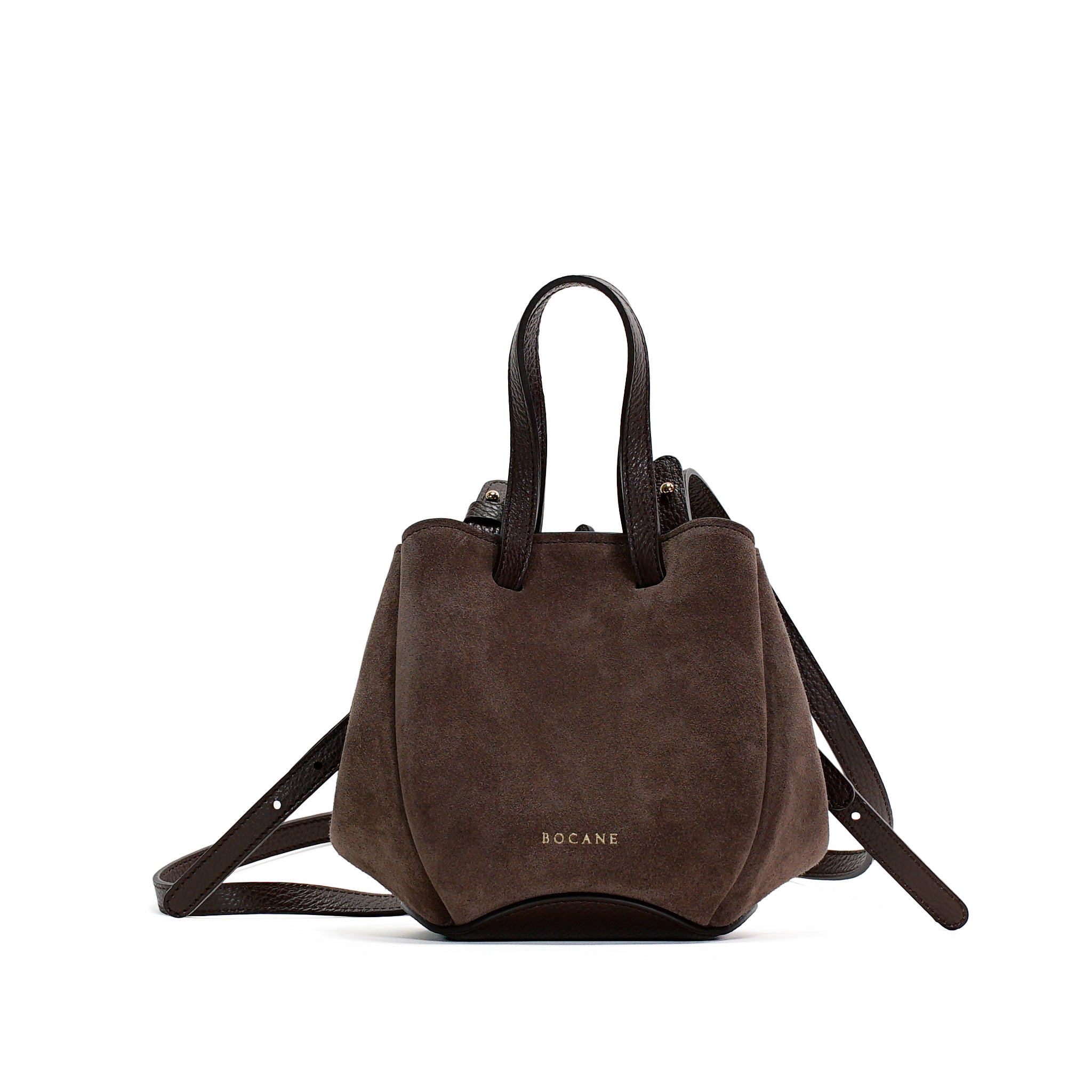 agenono出品 Geanta Bijou Pétale, Piele Intoarsa Ciocolata – Bocane