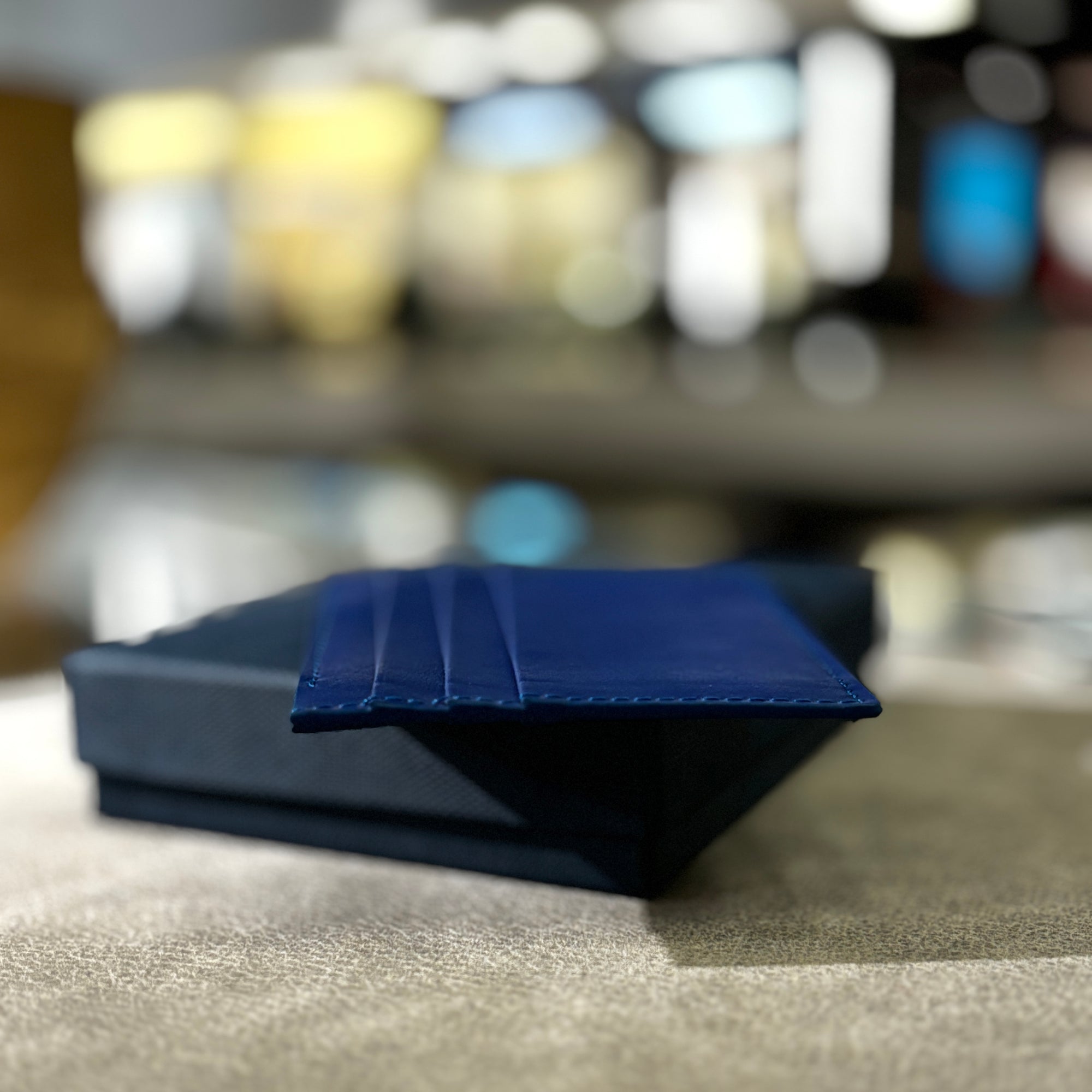 Portcard din Piele Full Grain, Albastru