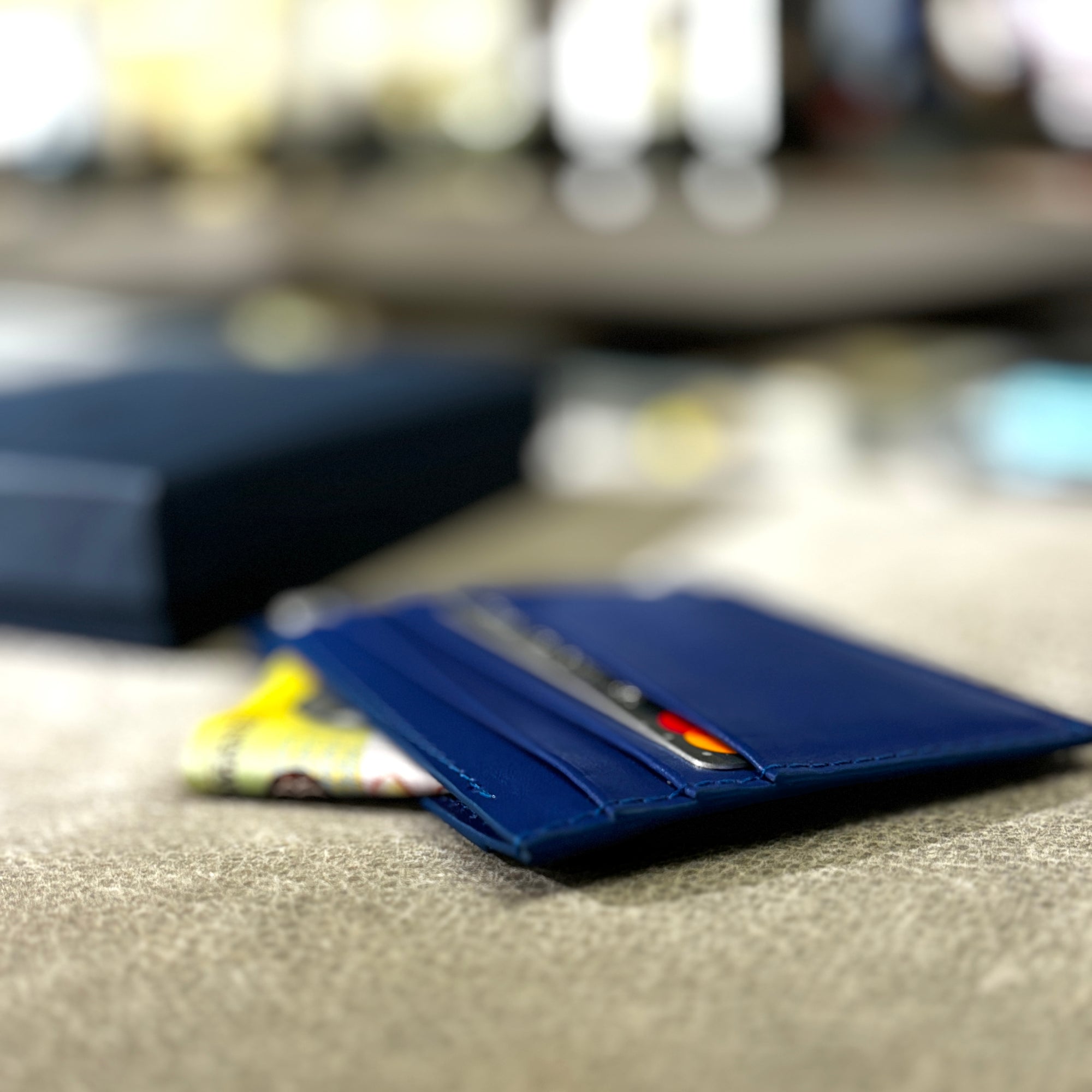 Portcard din Piele Full Grain, Albastru