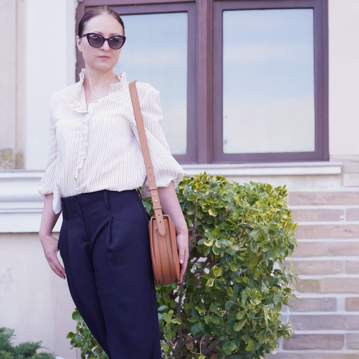 Geanta Maxi Demoiselle, Piele Texturata, Caramel