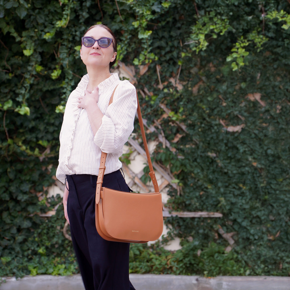 Geanta Maxi Demoiselle, Piele Texturata, Caramel