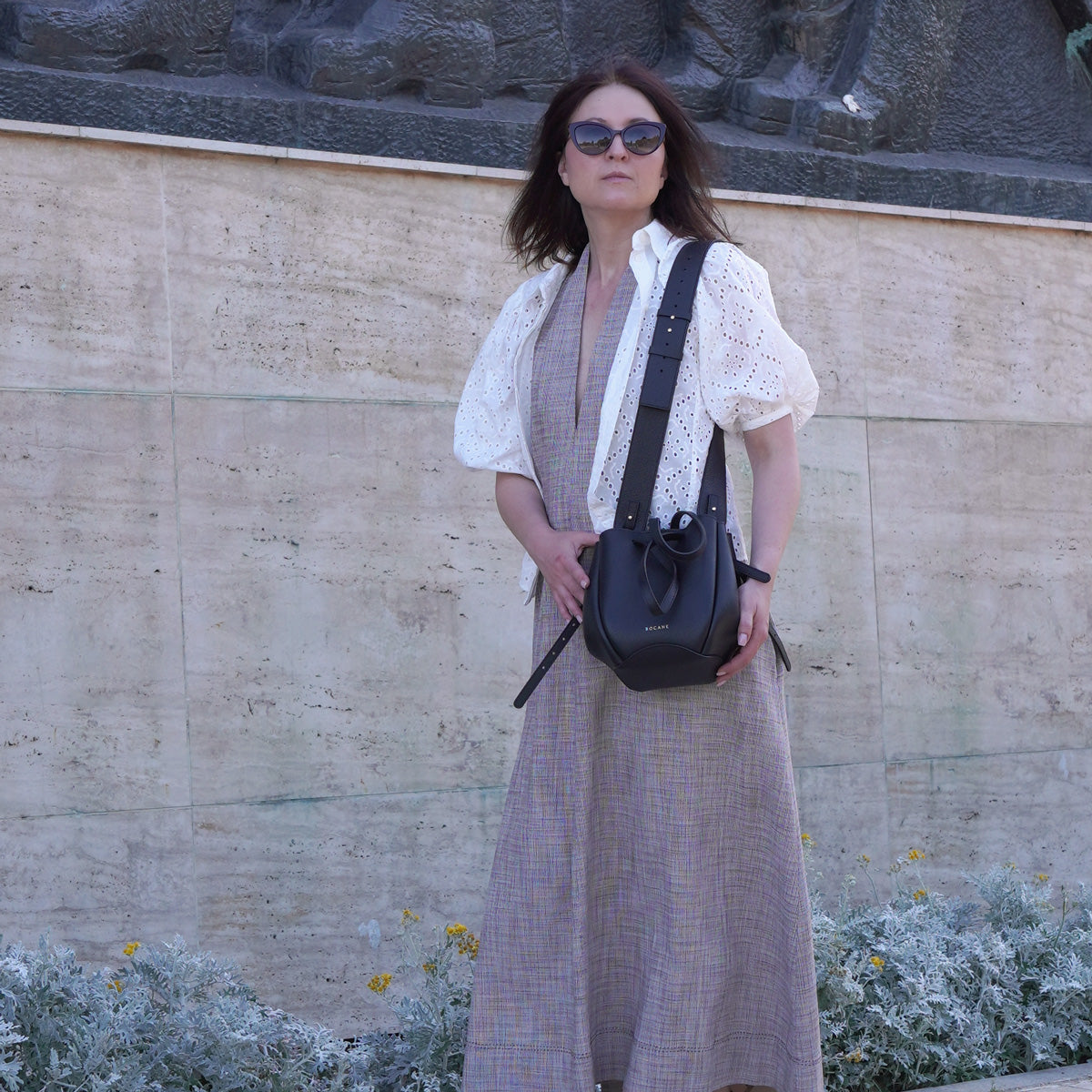 Geanta Mini Pétale, Piele Intoarsa, Visiniu-Violet