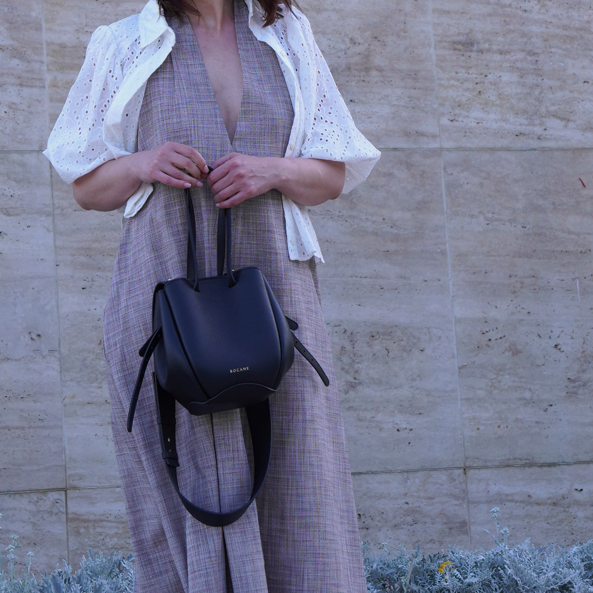 Geanta Mini Pétale, Piele Intoarsa, Visiniu-Violet