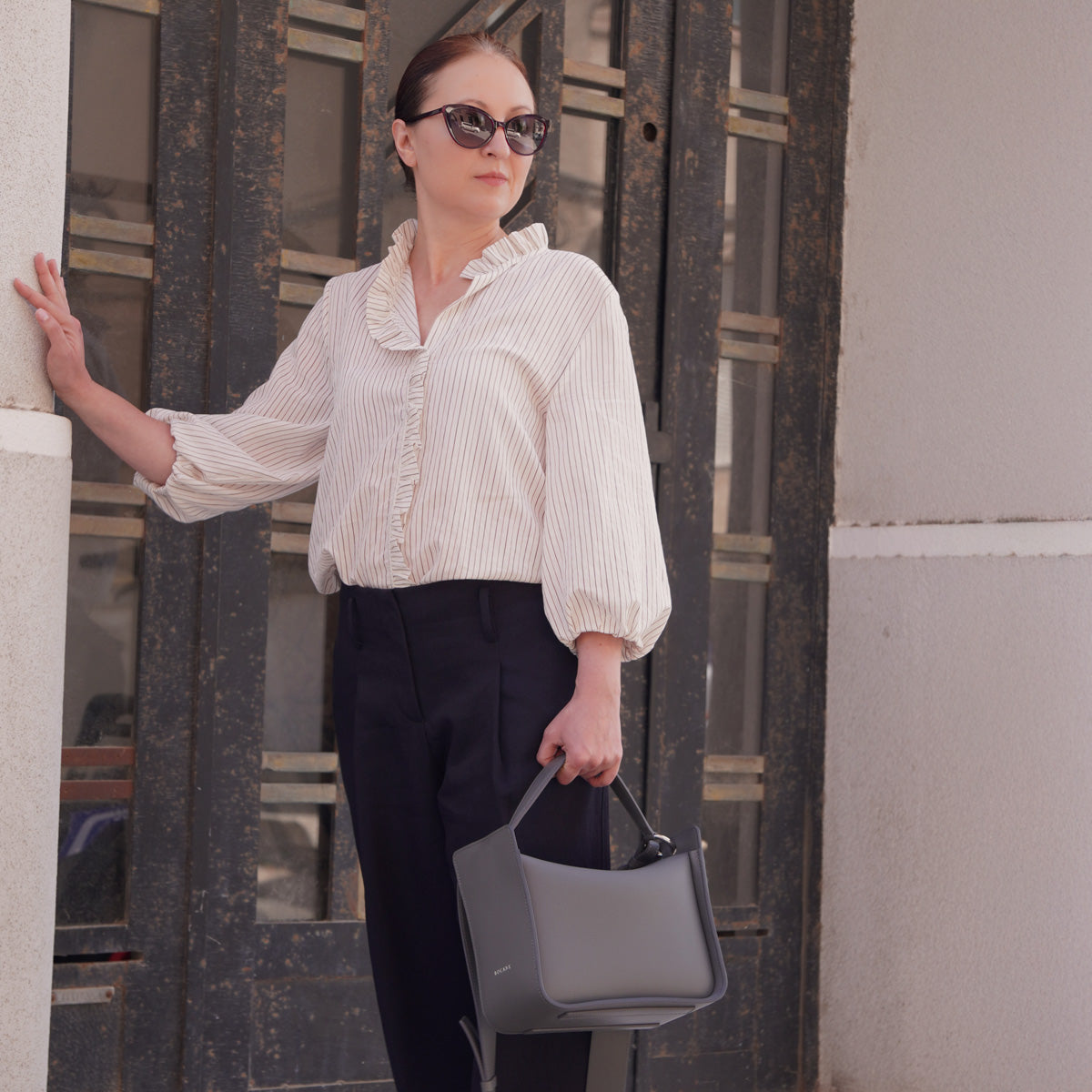 Geanta Toujours, Piele Texturata, Neagra