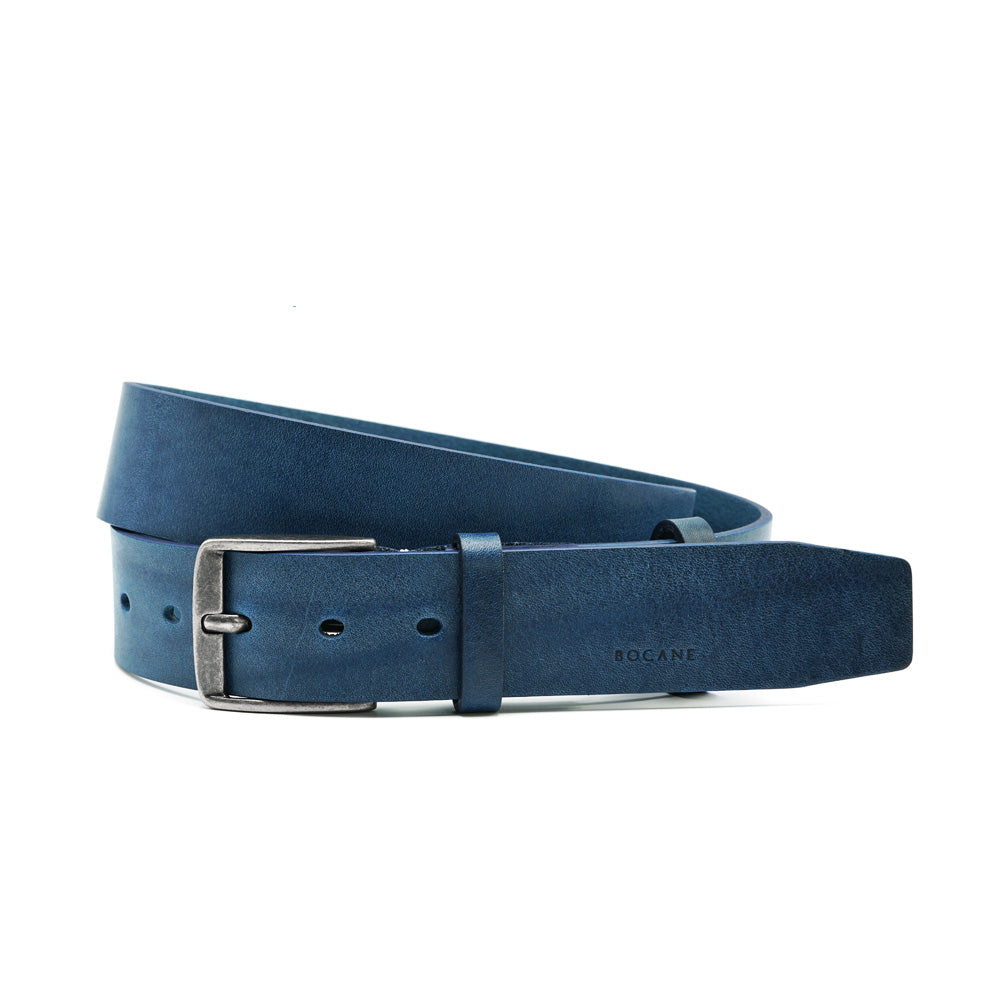 Curea din Piele Italiana, Full-Grain Albastru, pentru Jeans