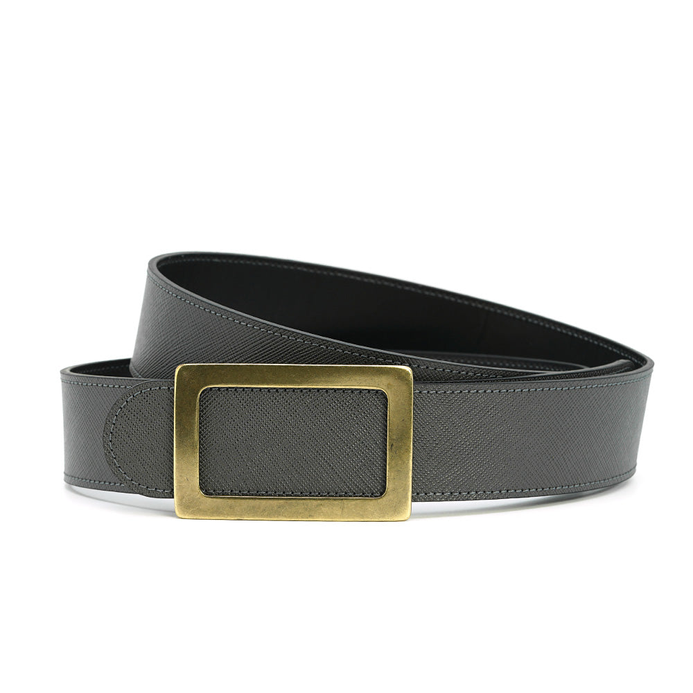Curea din Piele Saffiano Gri Fumuriu, Colectia Wayne