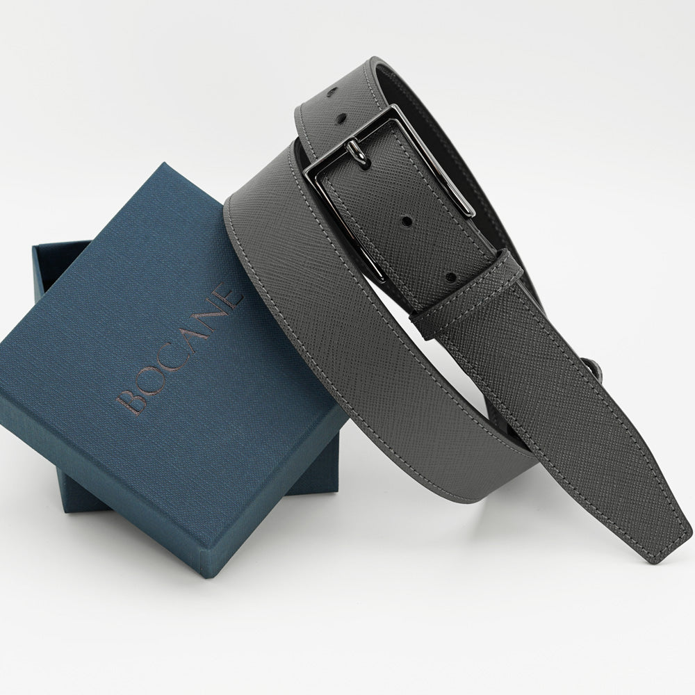 Curea din Piele Saffiano Gri, Model Elegant