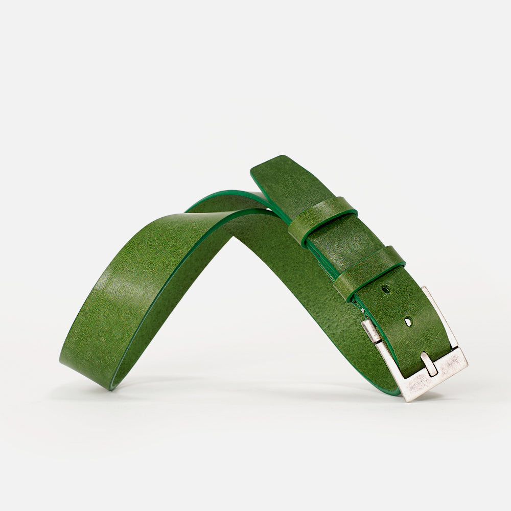 Curea din Piele Italiana, Verde Deschis Antichizat, pentru Jeans