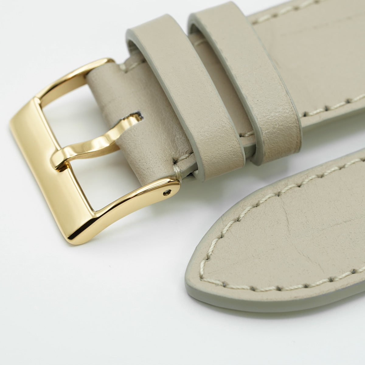 Curea de Ceas din Piele cu Imprimeu Crocodil, Bej Mat