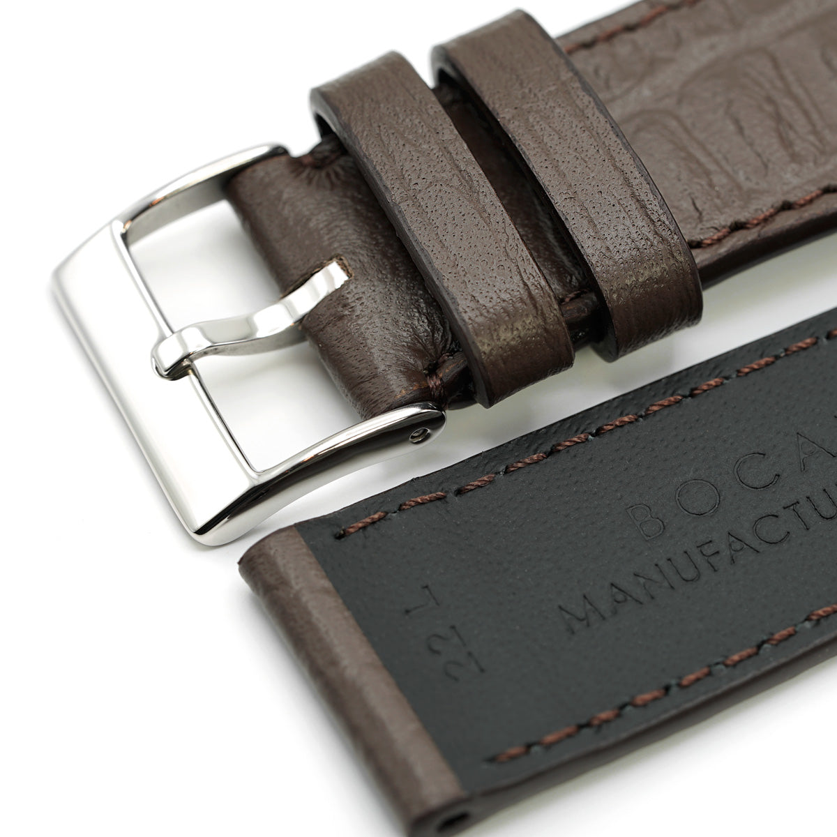 Curea de Ceas din Piele cu Imprimeu Reptila, Cafeniu