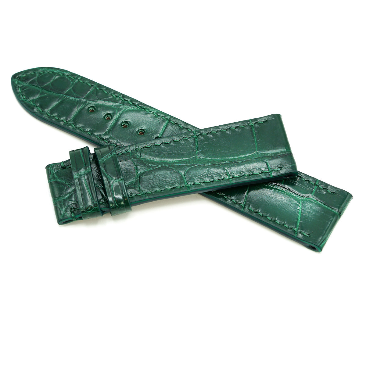 PRECOMANDA Curea de Ceas din Piele de Aligator Verde cu Solzi Rectangulari, Cusatura Manuala