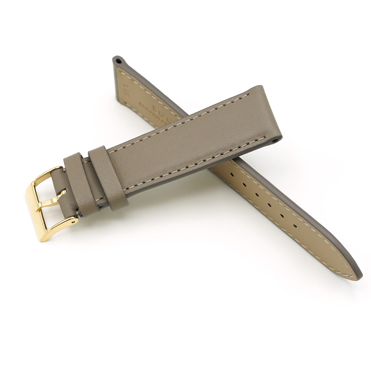 Curea de Ceas din Piele Full-Grain Crem Clay, Profil Bombat