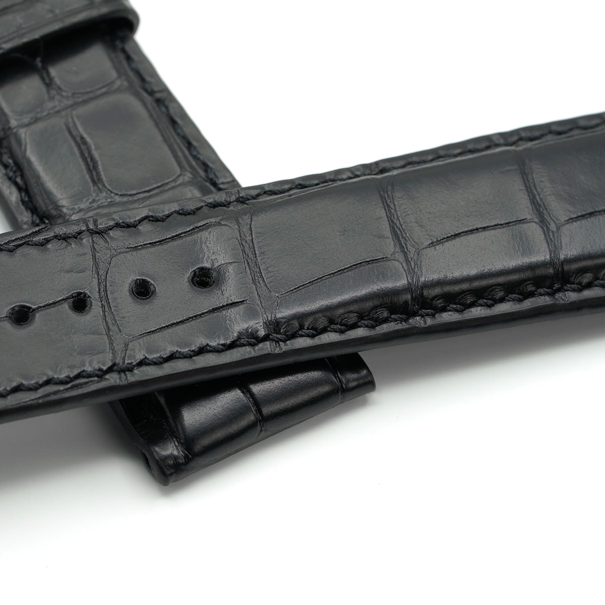 PRECOMANDA Curea de Ceas din Piele de Aligator, Solzi Rectangulari, Negru Semi-Mat