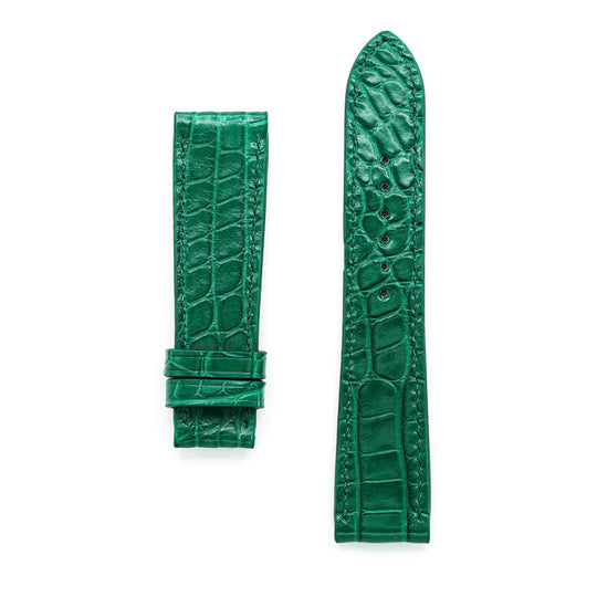 Curea de Ceas din Piele de Aligator Verde cu Solzi Rectangulari