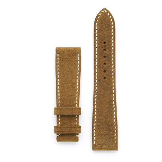 Curea de Ceas din Piele Nabuc Premium Patina Cusuta Manual, Cafeniu Kraft