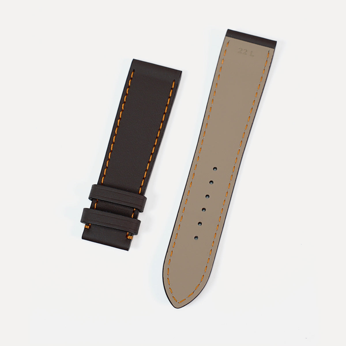 Curea de Ceas Colectia LeMans, Piele Cafenie, Contrast Oranj