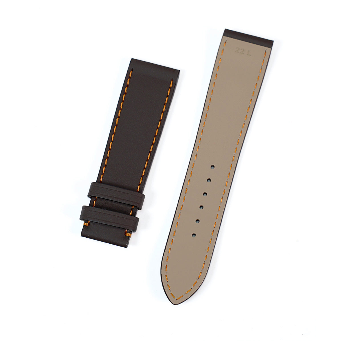 Curea de Ceas Colectia LeMans, Piele Cafenie, Contrast Oranj