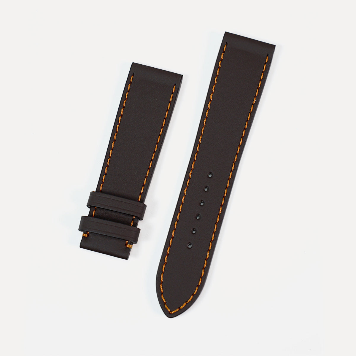 Curea de Ceas Colectia LeMans, Piele Cafenie, Contrast Oranj