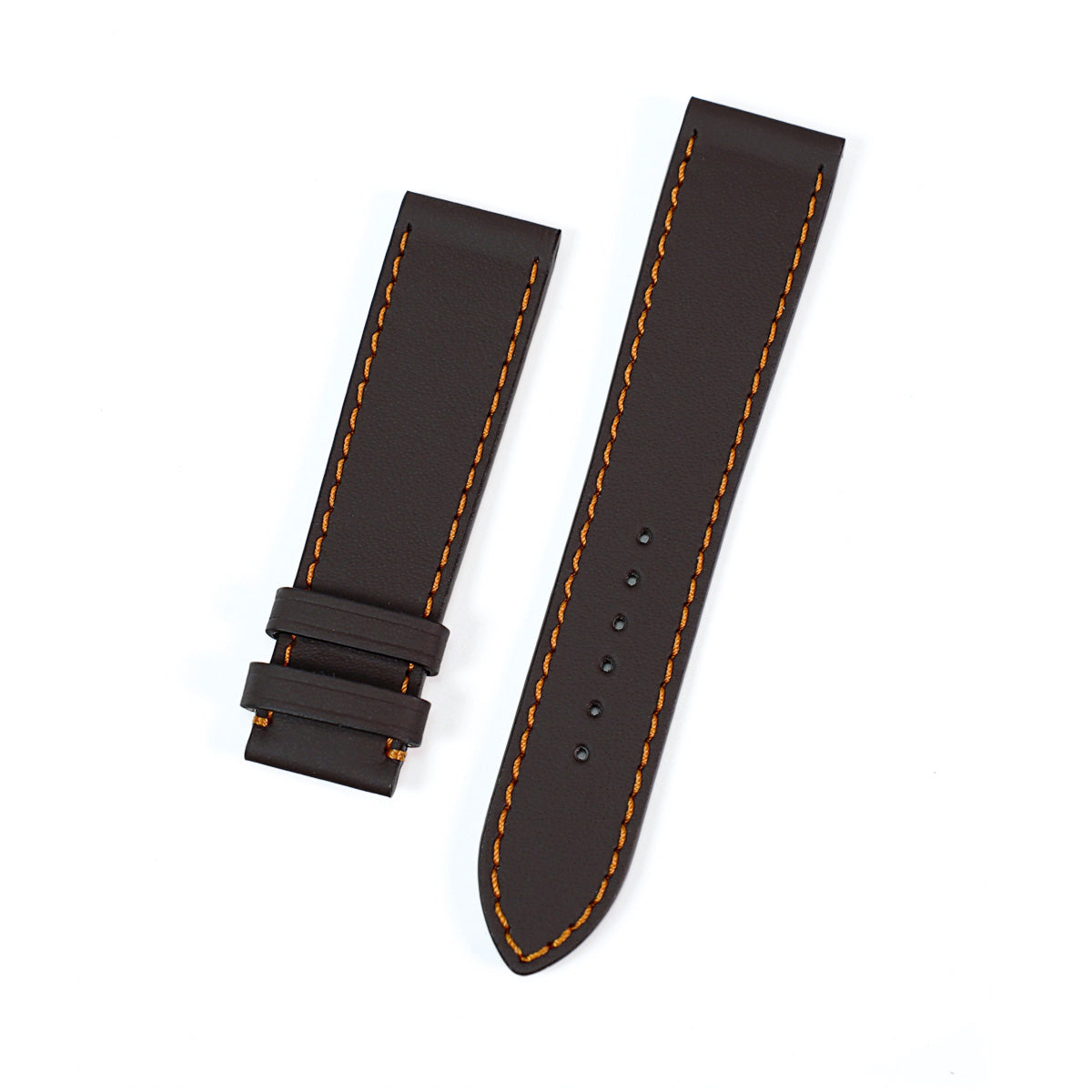Curea de Ceas Colectia LeMans, Piele Cafenie, Contrast Oranj