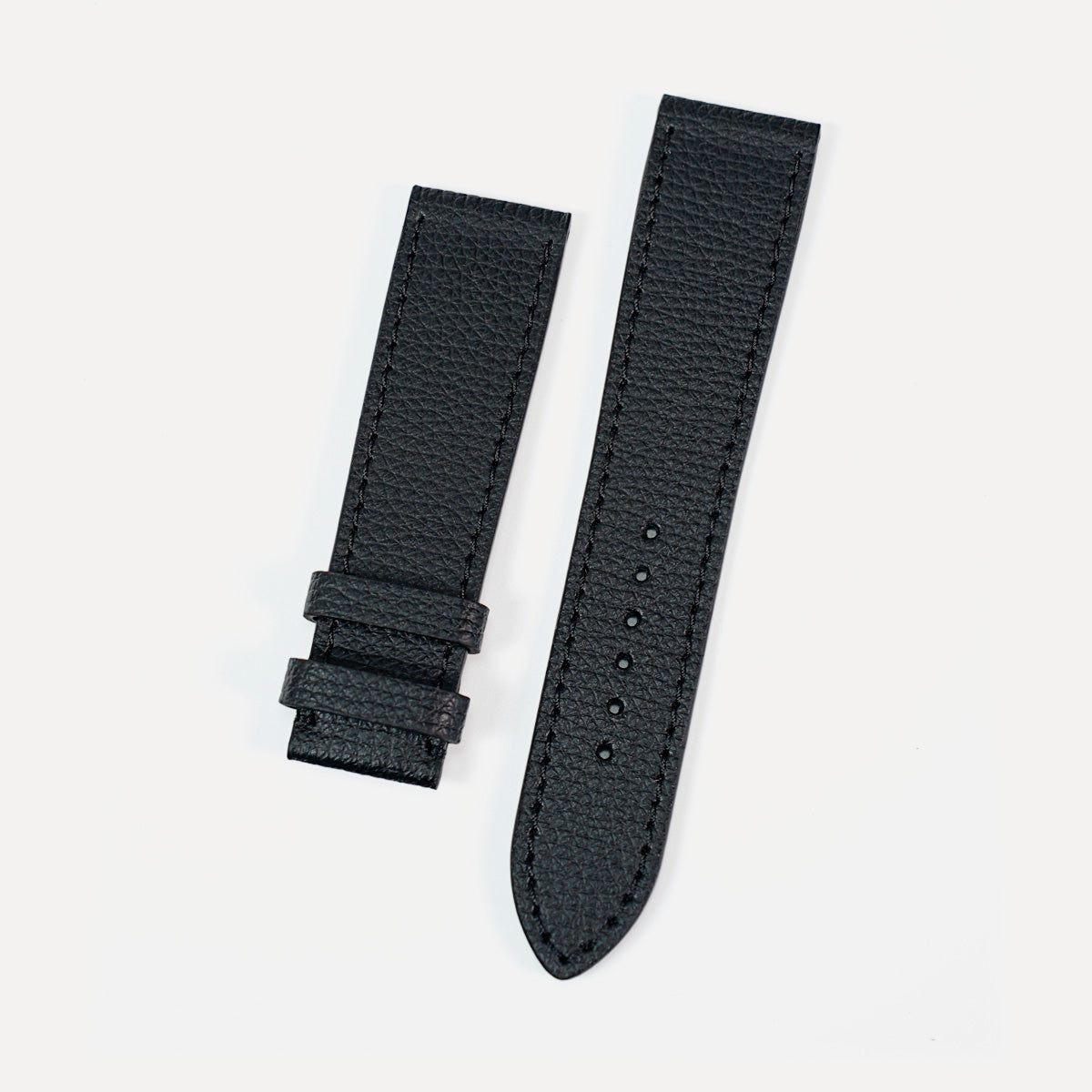 Curea de Ceas din Piele Neagra cu Textura, Cusatura in Culoarea Pielii