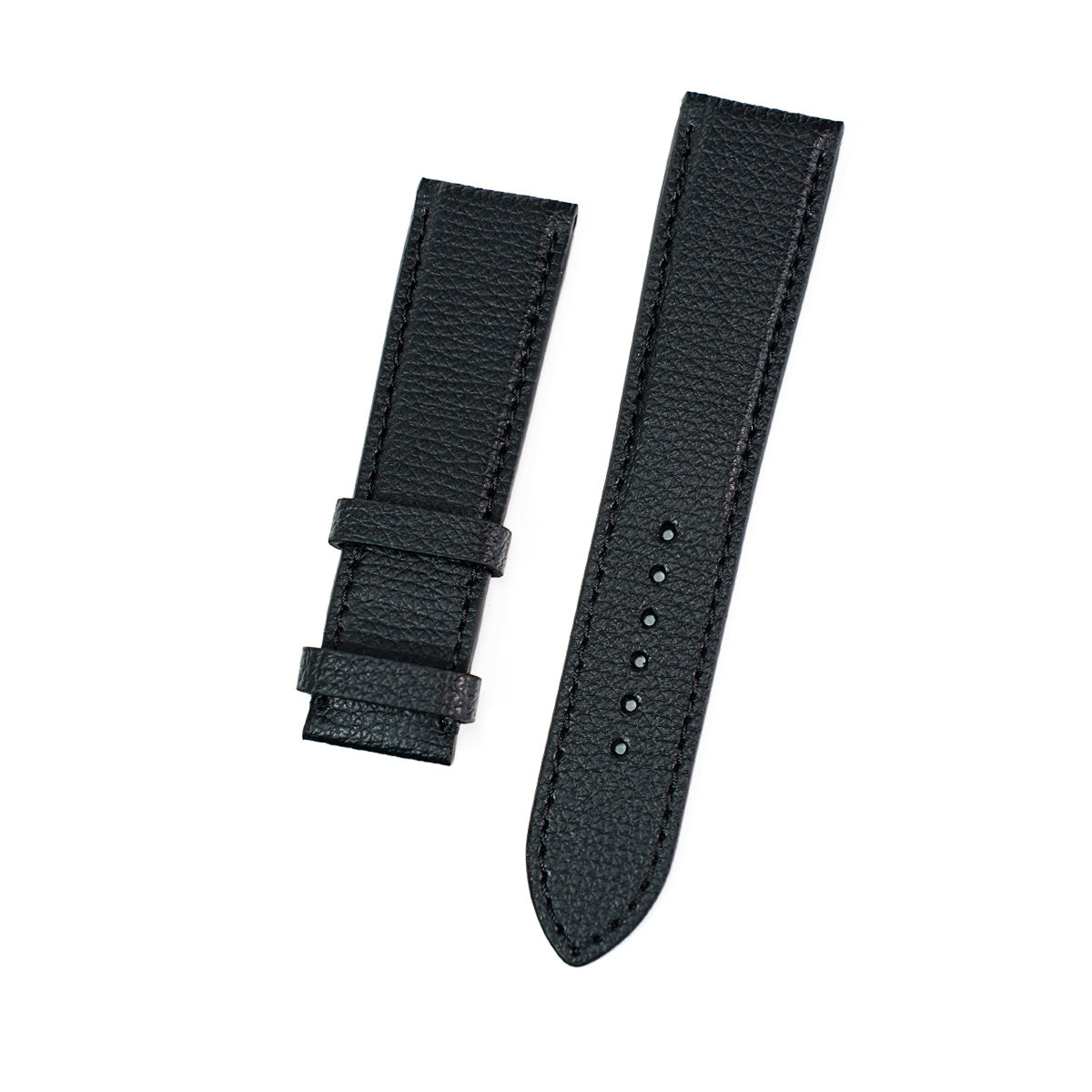 Curea de Ceas din Piele Neagra cu Textura, Profil Bombat