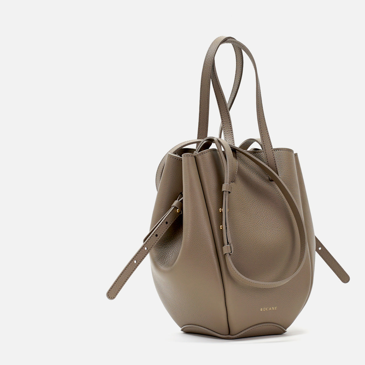 Geanta Pétale, Piele Texturata, Culoare Grej, cu Accesorii