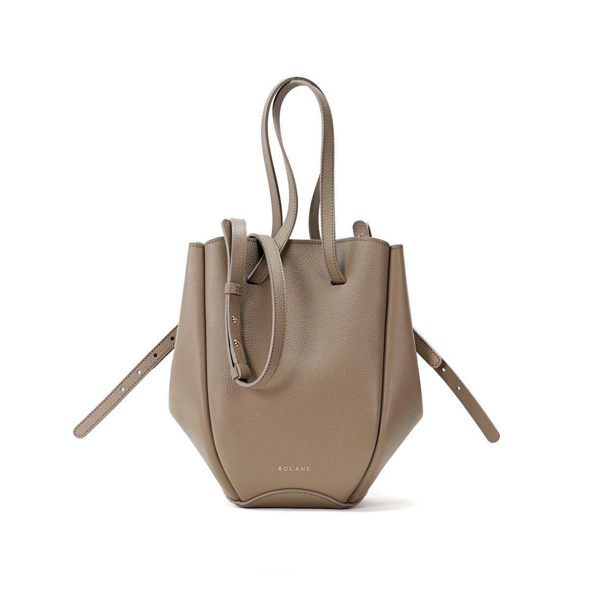 Geanta Pétale, Piele Texturata, Culoare Grej, cu Accesorii