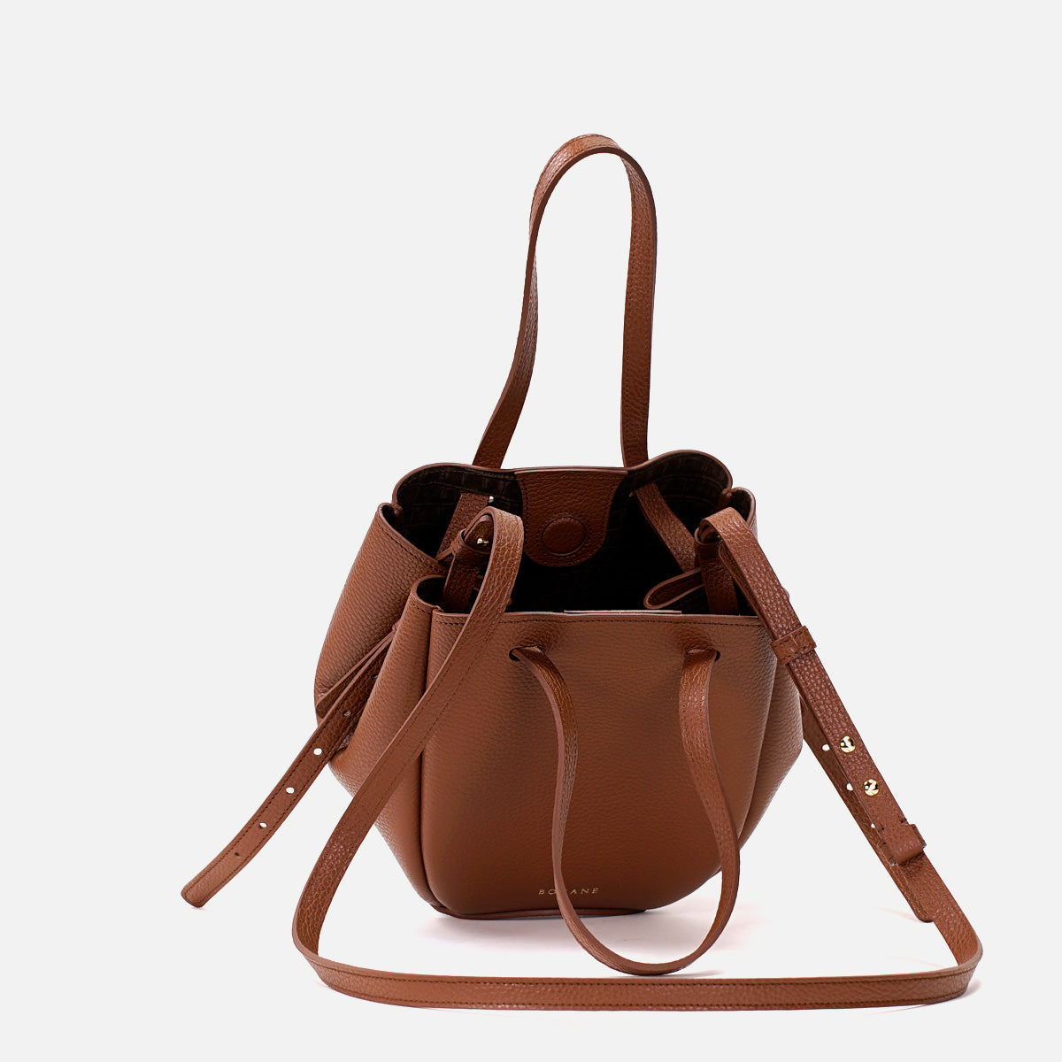 Geanta Mini Pétale, Piele Texturata, Culoare Scortisoara, cu Accesorii
