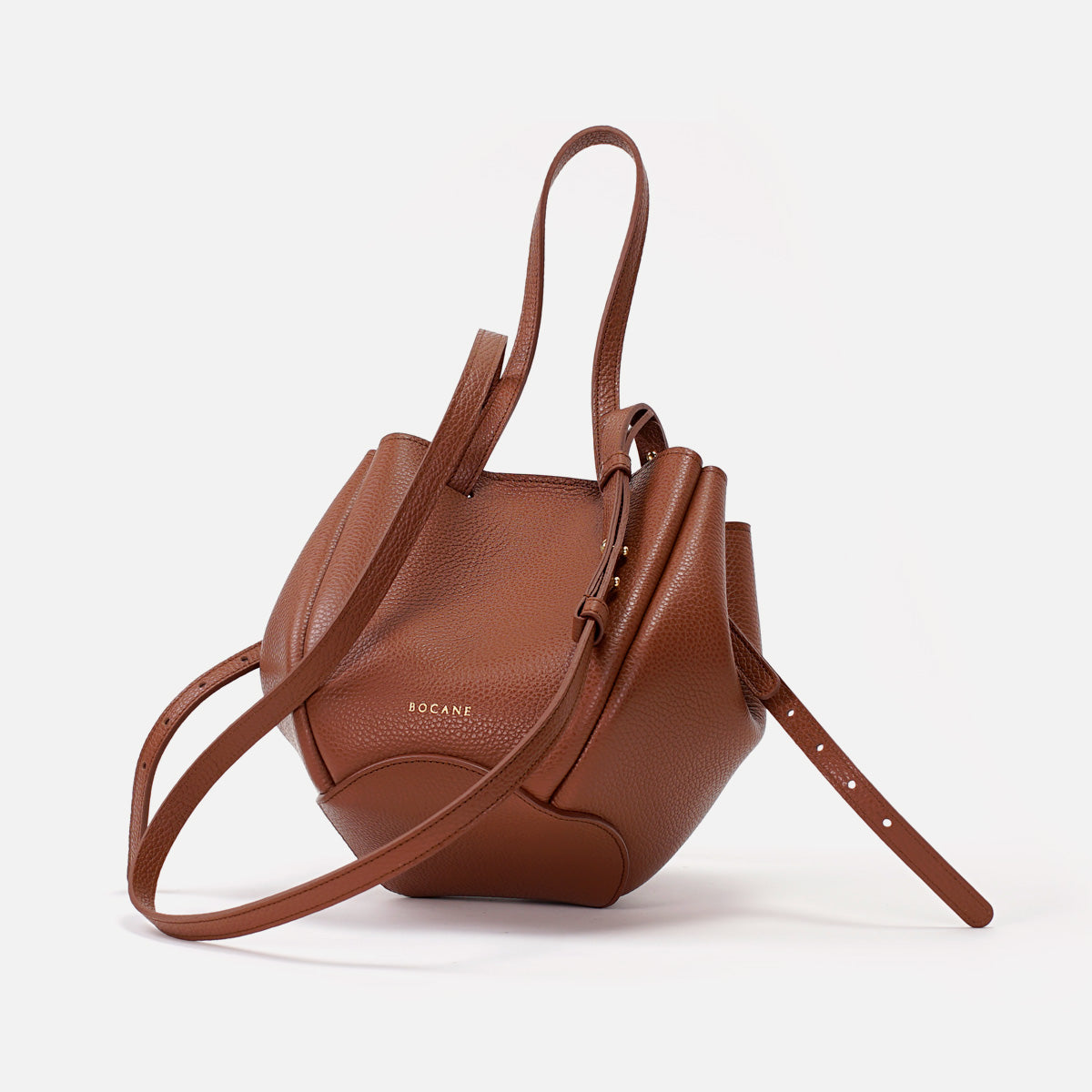 Geanta Mini Pétale, Piele Texturata, Culoare Scortisoara, cu Accesorii