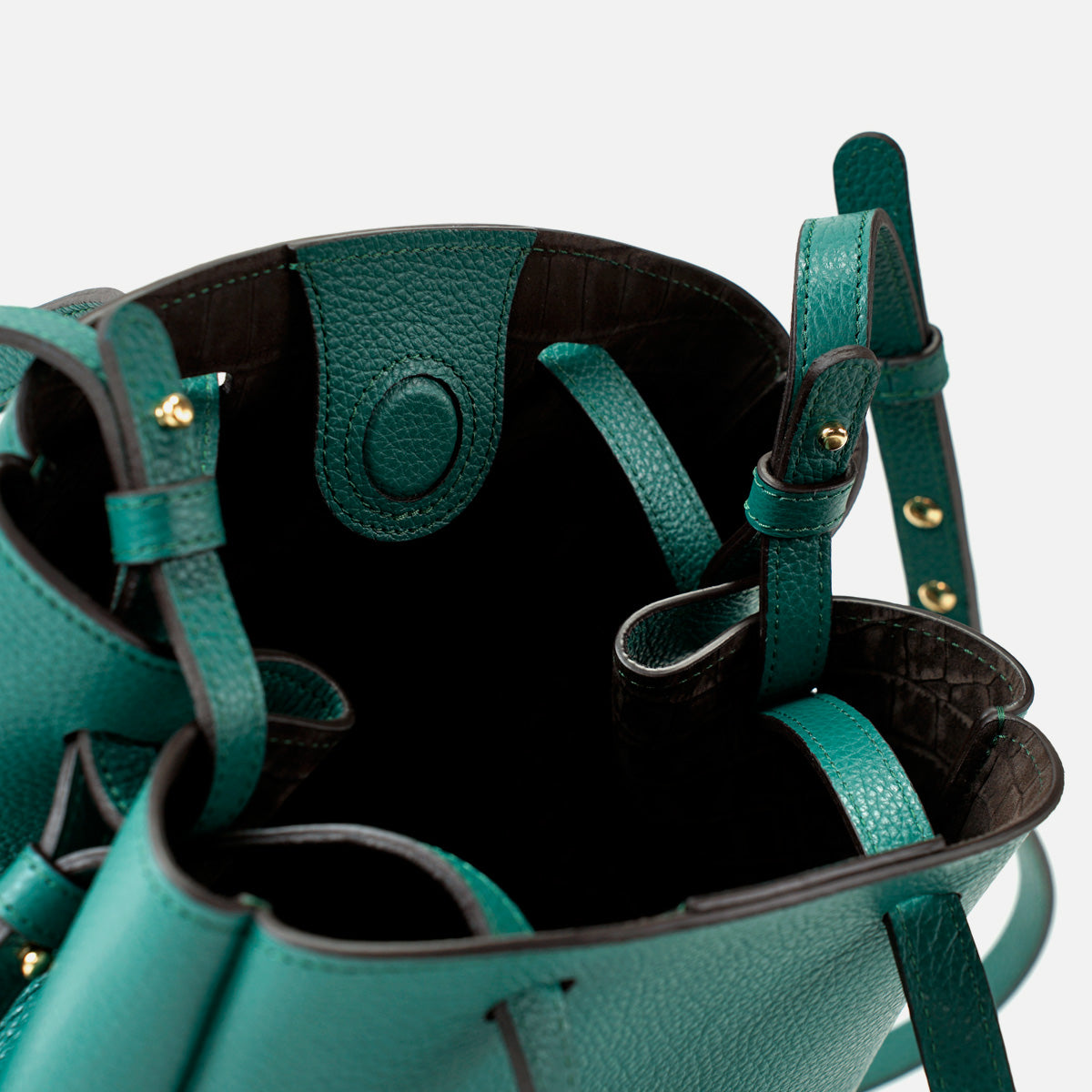 Geanta Mini Pétale, Piele Texturata, Culoare Verde Avocado, cu Accesorii