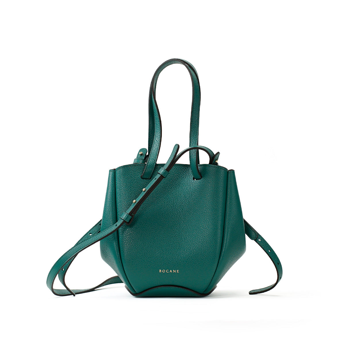 Geanta Mini Pétale, Piele Texturata, Culoare Verde Avocado, cu Accesorii