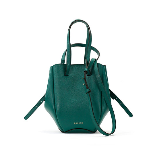 Geanta Pétale, Piele Texturata, Culoare Verde Avocado, cu Accesorii