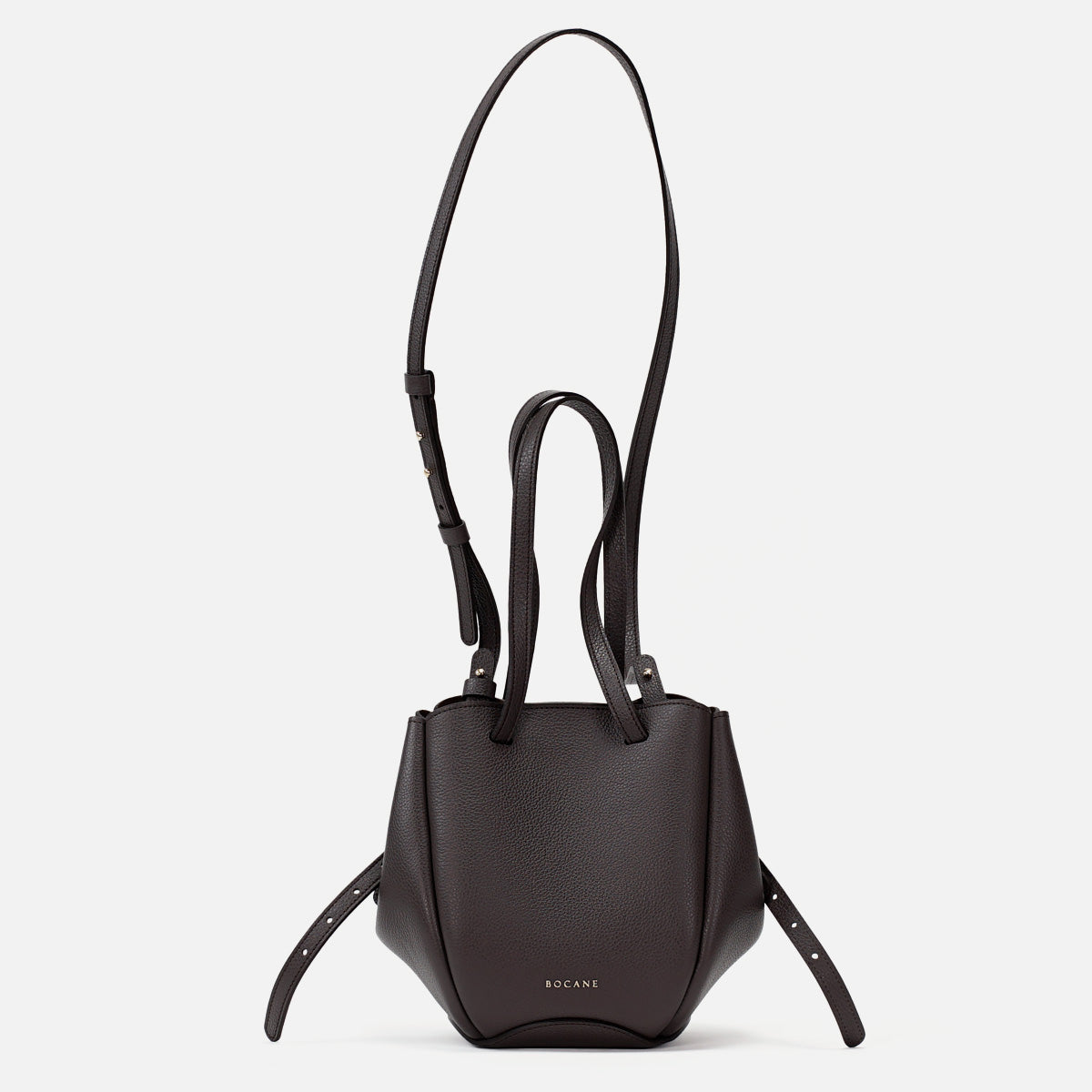 Geanta Mini Pétale, Piele Texturata, Culoare Chocolat Noir, cu Accesorii