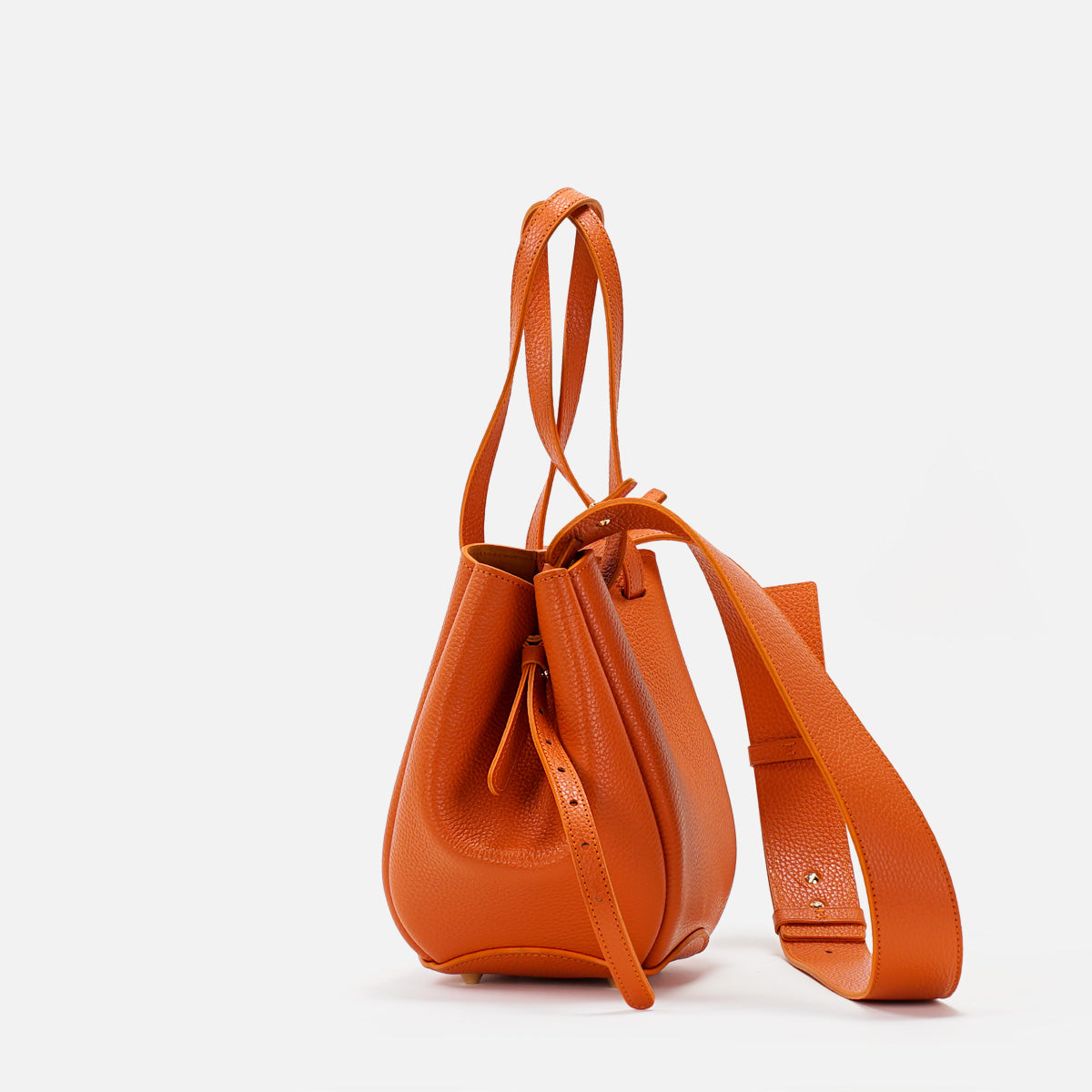 Geanta Mini Pétale, Piele Texturata, Culoare Oranj, cu Accesorii