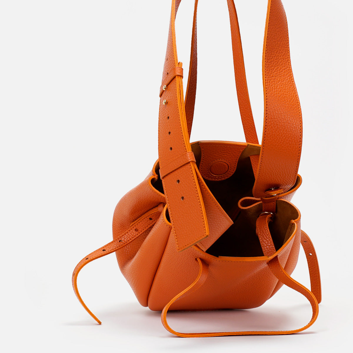 Geanta Mini Pétale, Piele Texturata, Culoare Oranj, cu Accesorii