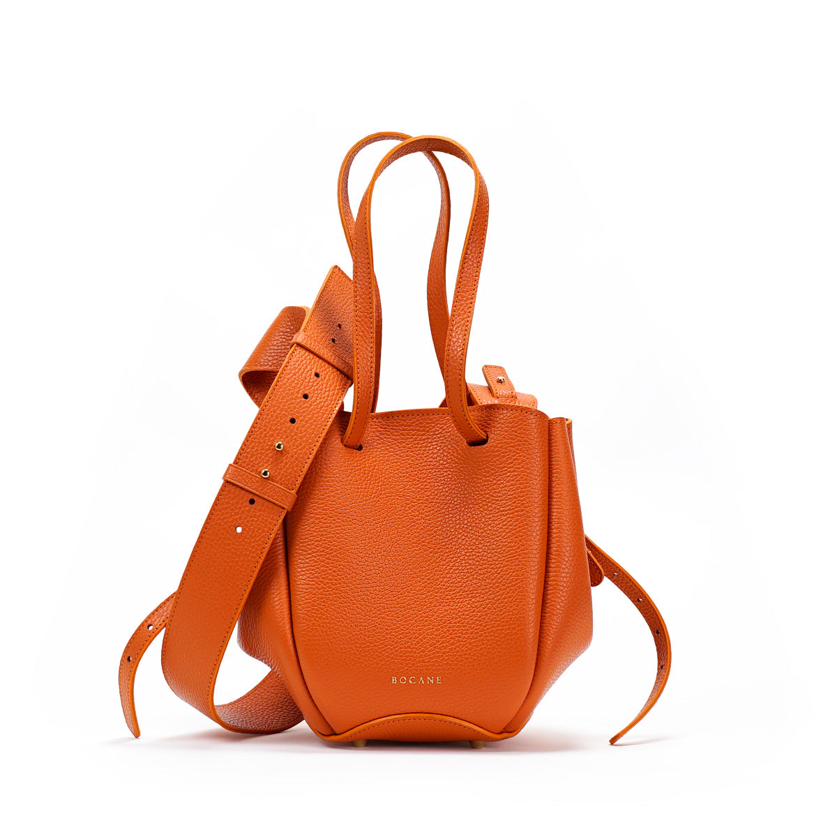 Geanta Mini Pétale, Piele Texturata, Culoare Oranj, cu Accesorii