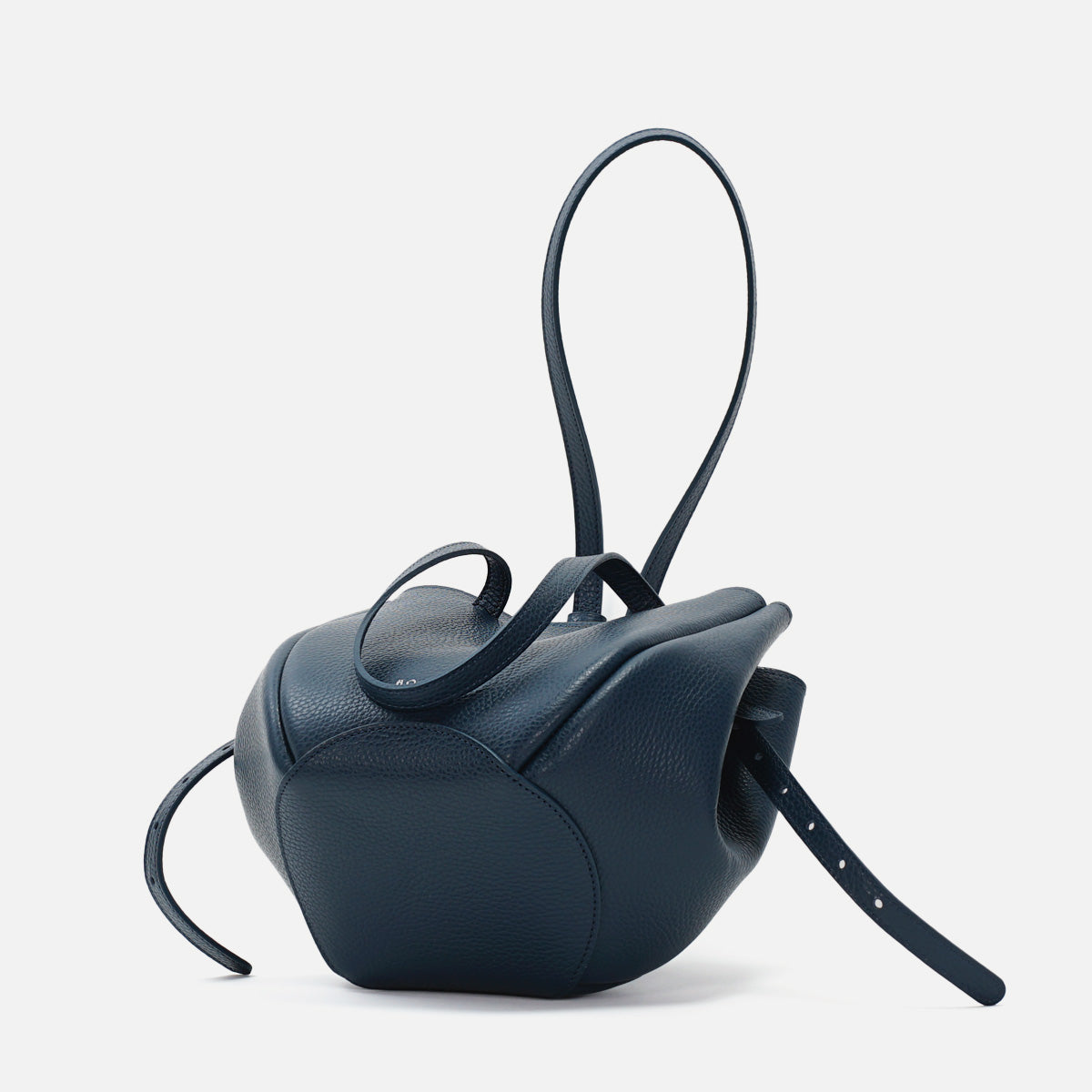 Geanta Mini Pétale, Piele Texturata, Albastru Avio, cu Accesorii