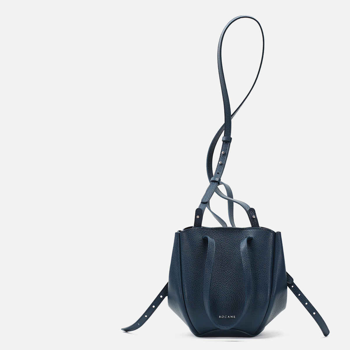 Geanta Mini Pétale, Piele Texturata, Albastru Avio, cu Accesorii