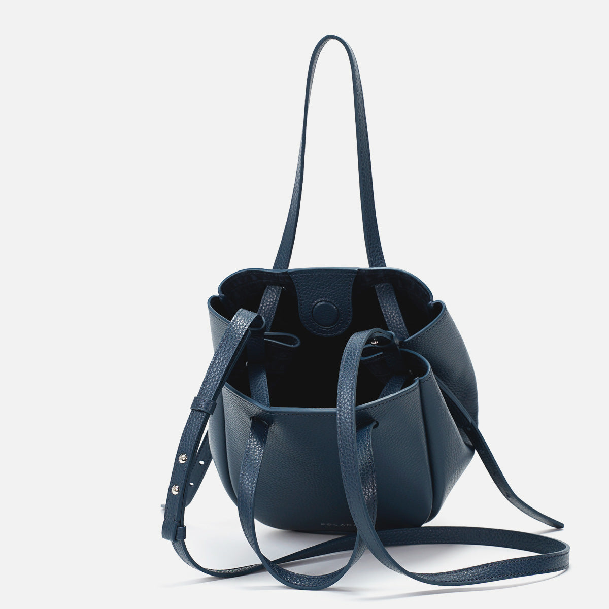 Geanta Mini Pétale, Piele Texturata, Albastru Avio, cu Accesorii