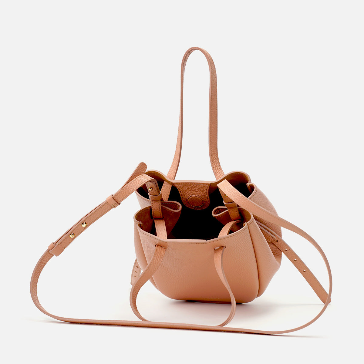 Geanta Mini Pétale, Piele Texturata, Culoare Somon, cu Accesorii