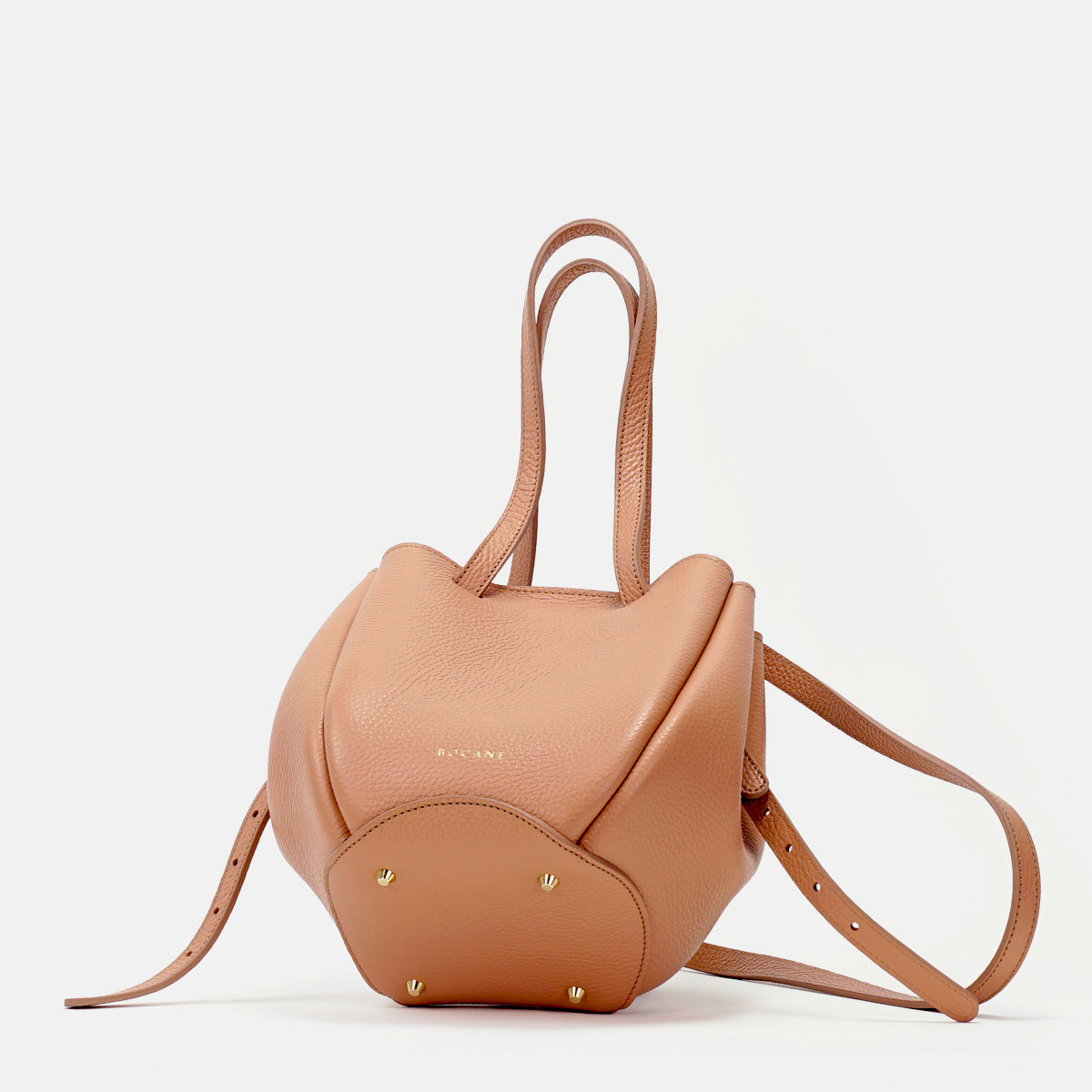 Geanta Mini Pétale, Piele Texturata, Culoare Somon, cu Accesorii