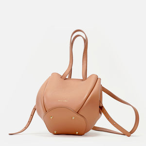 Geanta Mini Pétale, Piele Texturata, Culoare Somon, cu Accesorii