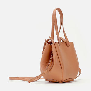 Geanta Mini Pétale, Piele Texturata, Culoare Somon, cu Accesorii