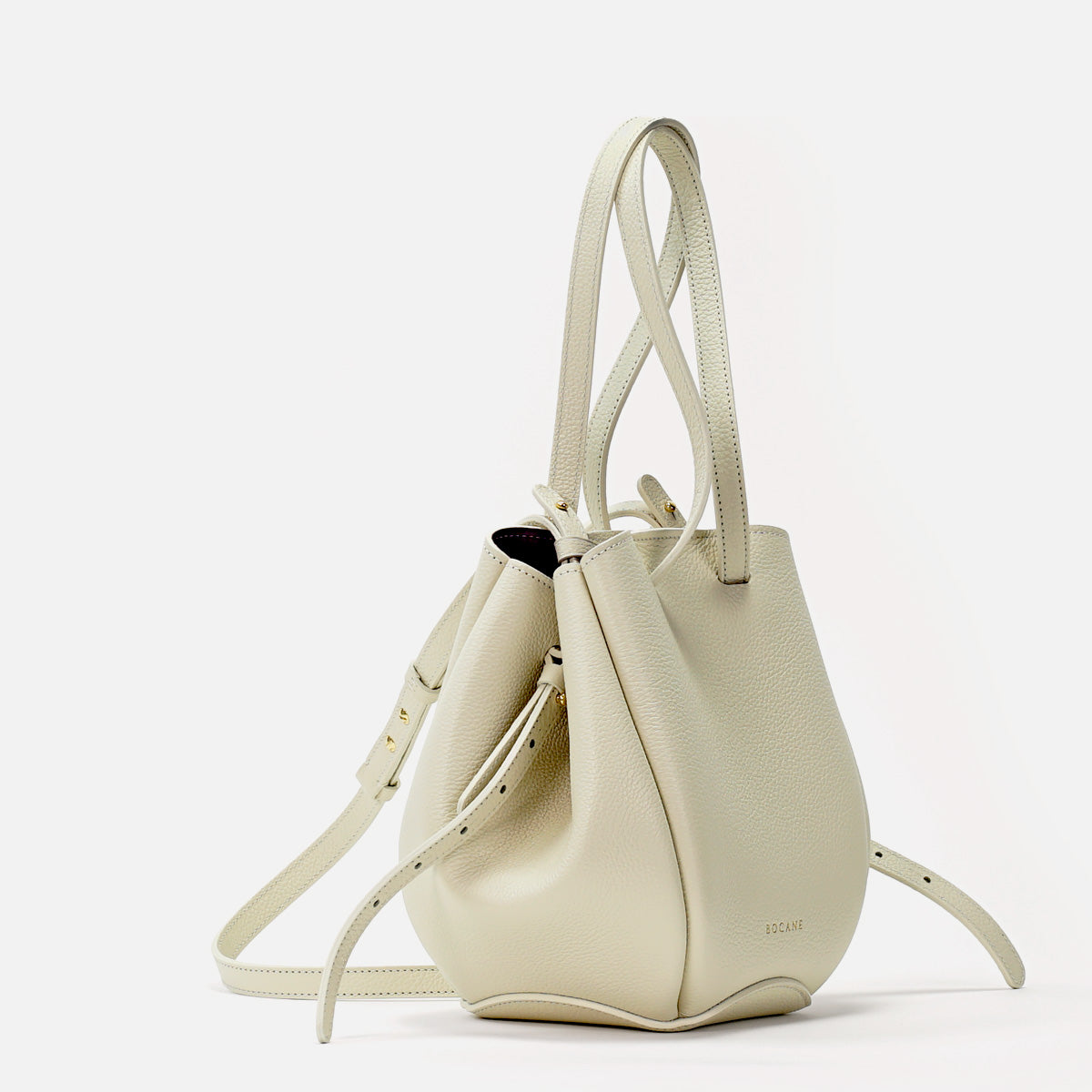 Geanta Mini Pétale, Piele Texturata, Vanilie, cu Accesorii