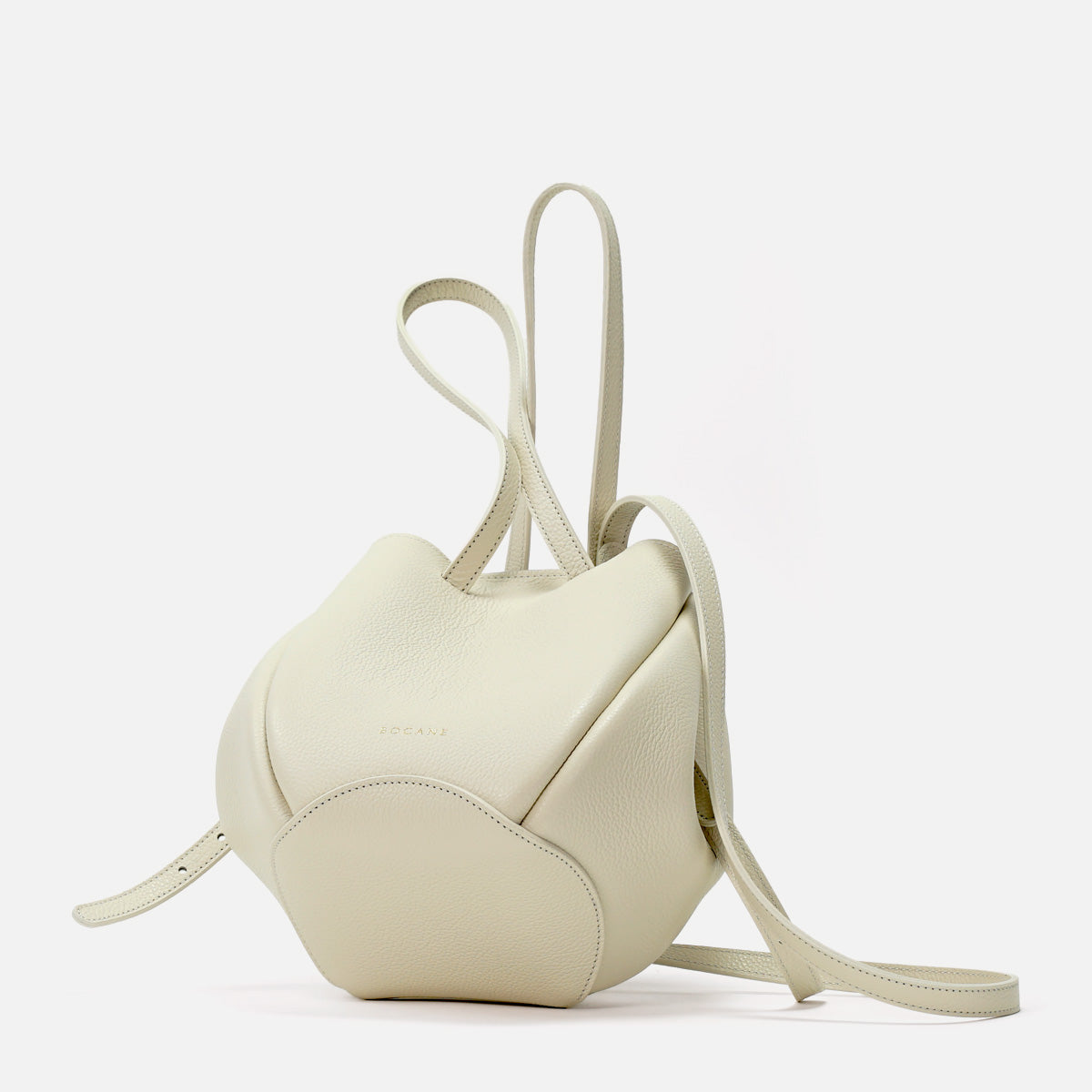 Geanta Mini Pétale, Piele Texturata, Vanilie, cu Accesorii