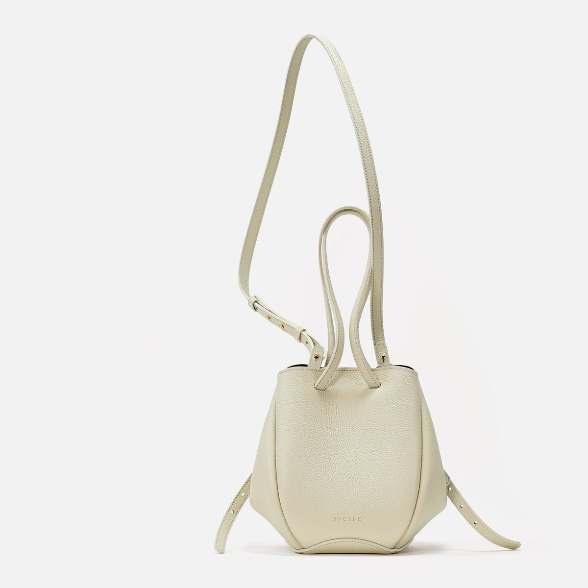 Geanta Mini Pétale, Piele Texturata, Vanilie, cu Accesorii