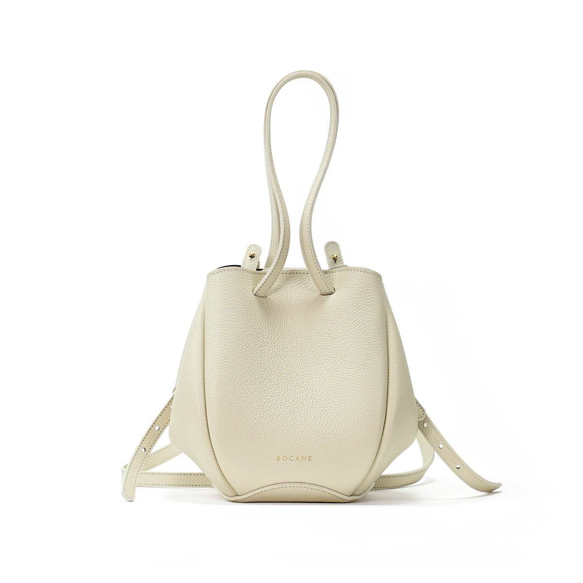 Geanta Mini Pétale, Piele Texturata, Vanilie, cu Accesorii