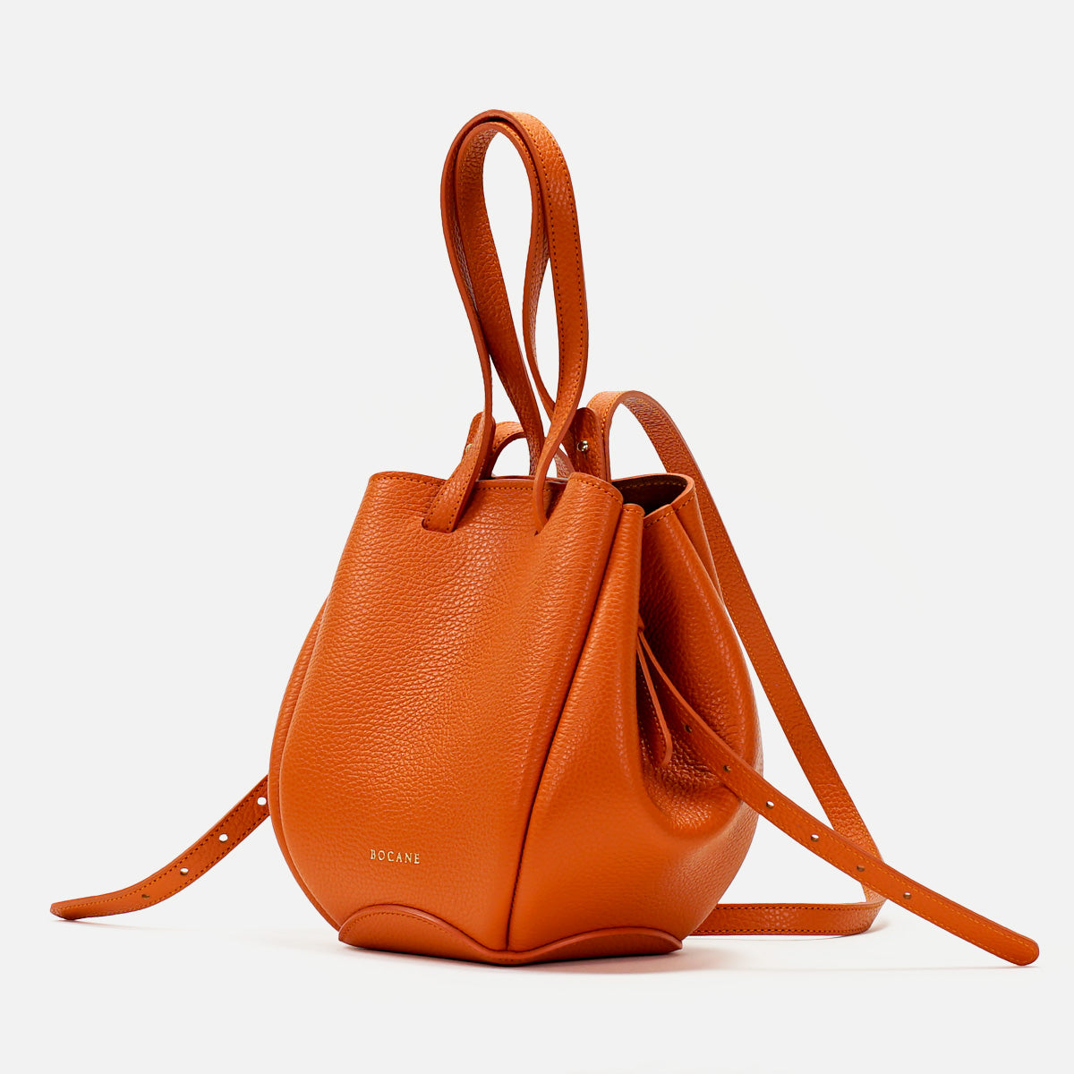 Geanta Mini Pétale, Piele Texturata Oranj, cu Accesorii