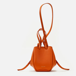 Geanta Mini Pétale, Piele Texturata Oranj, cu Accesorii