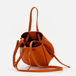 Geanta Mini Pétale, Piele Texturata Oranj, cu Accesorii